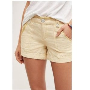 Anthropologie Pilcro Linen Cotton Blend Shorts Light Yellow Size 6